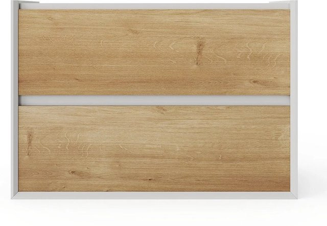 Waschbeckenunterschrank Lannick in Weiß mit natürlichem Stil, Breite: 80 cm, Tiefe: 55 cm, Höhe: 45,6 cm - Bild 1