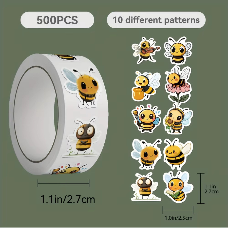 500 Stück Cartoon-Bienen Aufkleber in Gelb zur kreativen Dekoration von Geschenken und Mobiltelefonen - Bild 4