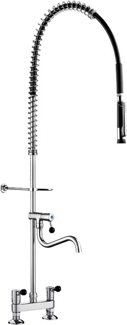 Delabie Geschirrspülbrause-Garnitur mit Mischer MA150, Handbrause 433010 und Auslaufventil in Chrom und Edelstahl - Bild 1