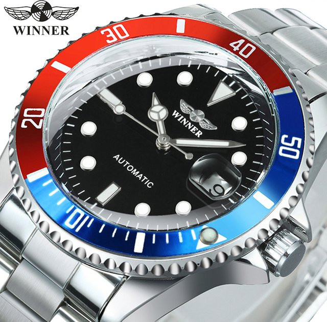 WINNER Armbanduhr Automatik, Edelstahl, Schwarz, Herren - Bild 1