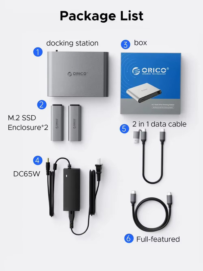 ORICO 11-in-1 USB-C Dockingstation mit M.2 NVMe SSD-Gehäuse, 10 Gbit/s, 4K60 Hz HDMI und dreifachem Display, Grau - Bild 5