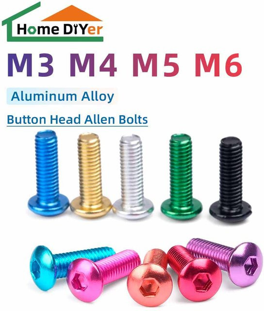 GooBetter 10 Stück Aluminium-Halbrundkopfschrauben mit Innensechskant in Bunt (Länge: 12 mm, Durchmesser: 3 mm) - Bild 1