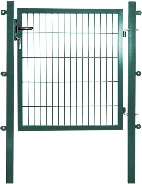 Solid Einzeltor aus Stahl in Grün mit Füllung für Doppelstabmatten, B: 100 cm, H: 100 cm - Bild 1