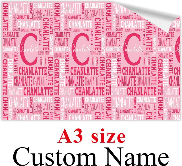 Personalisiertes Weihnachtspapier mit individuellem Namen, 3 Blatt dekoratives Bastelpapier in A3 für Weihnachtsgeschenke und Scrapbooking, Farben: Pink und Lila - Bild 1