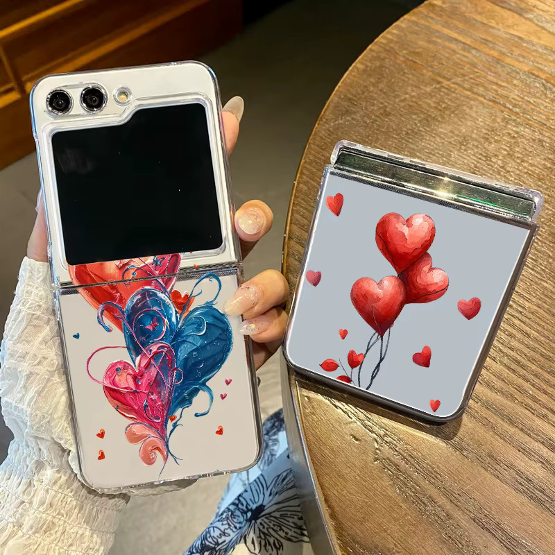 Stoßfeste Klapphülle mit Liebesherz-Print für Samsung Galaxy Z Flip6, Z Flip5 und Z Flip4 in Transparent - Bild 2