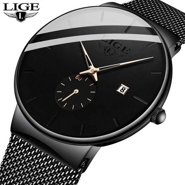 LIGE Chronograph, Edelstahl, Schwarz, Herren - Bild 1