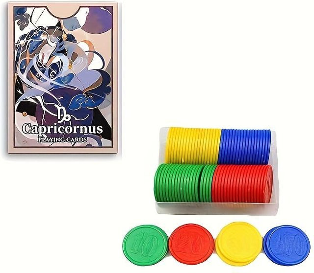 SZ-Damai Poker Set, Kartenspiel und Spielchips, Blau, Bunt / Mehrfarbig, 2-teiliges Set - Bild 1