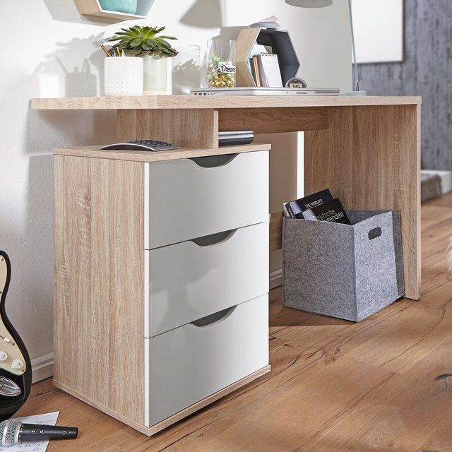 Schreibtisch MASSA von Finebuy in Sonoma mit Container und 3 Schubladen, Breite: 120 cm - Bild 1