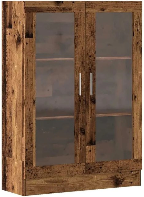vidaXL Bücherschrank in Altholz-Optik mit Glastüren, Braun, B/T/H: 82,5 x 30,5 x 115 cm - Bild 1