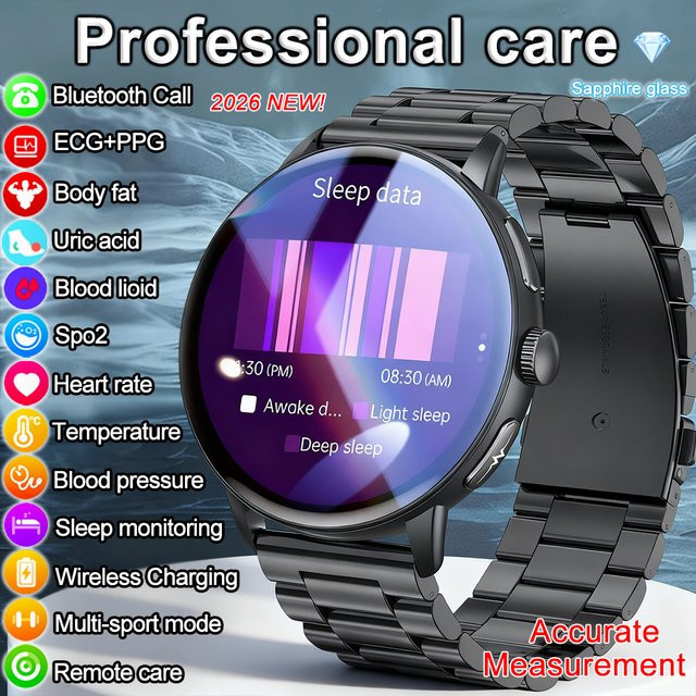 OUIO Smartwatch, Edelstahl, Schwarz, Unisex - Bild 1