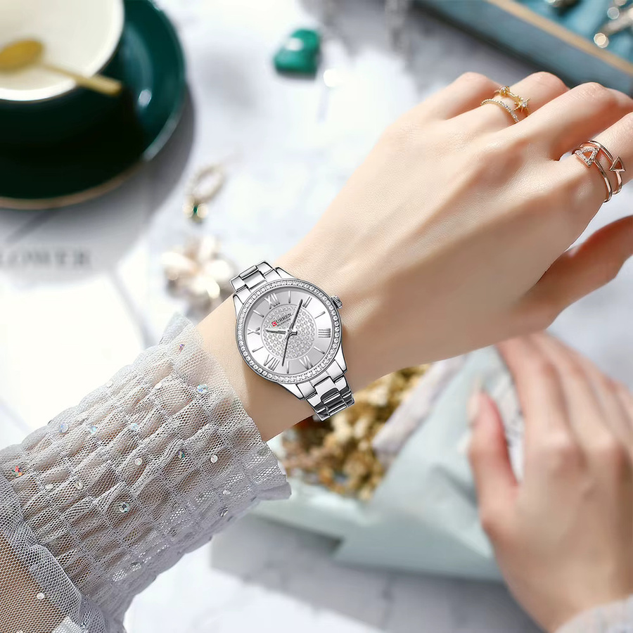 CURREN Armbanduhr Quarz, Edelstahl, Silber, Damen - Bild 3