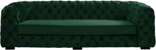 Vente-unique Chesterfield Sofa Stanley in Tannengrün aus Samt, Breite: 237 cm - Bild 1