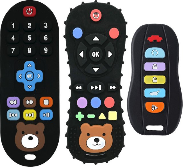 Bunter Silikon Beißring in Fernbedienungs-Design für Babys, BPA-frei und sicher zum Zahnen - Bild 1