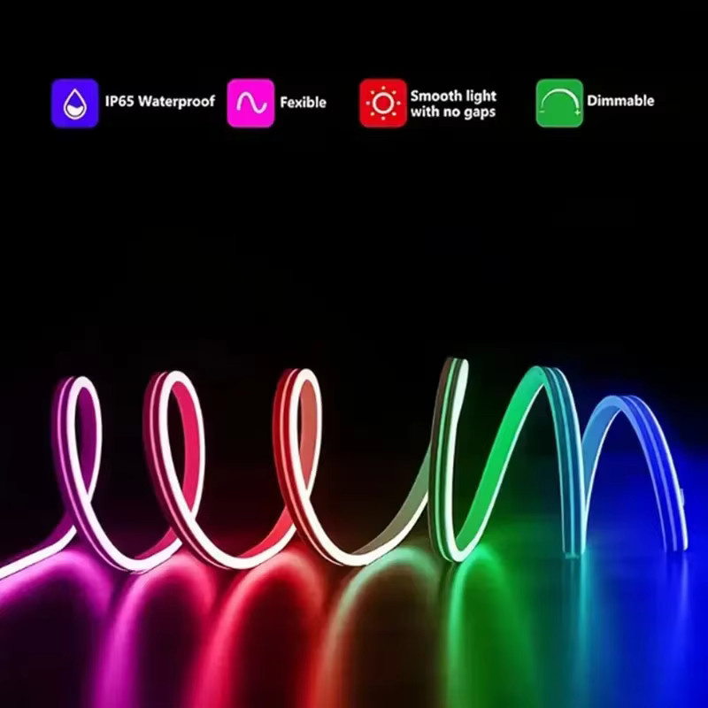 Saimili RGBIC LED-Streifen Neon Flex als intelligente USB-Beleuchtung mit App-Steuerung und Fernbedienung, wasserdichtes Silikon-Lichtseil in Multicolour zur Raumdekoration - Bild 3