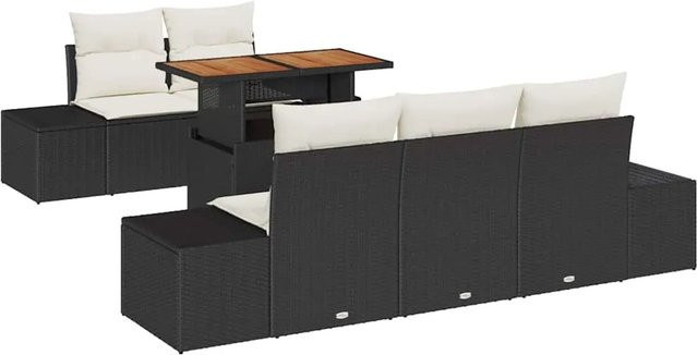 vidaXL Garten-Sofa-Set aus Poly-Rattan in Schwarz mit 6 Teilen und integrierter Stauraumfunktion - Bild 1