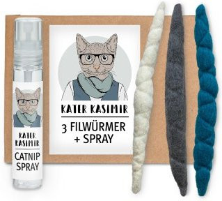 Kater Kasimir 3 Filzwürmchen, aus Schurwolle - Bild 1
