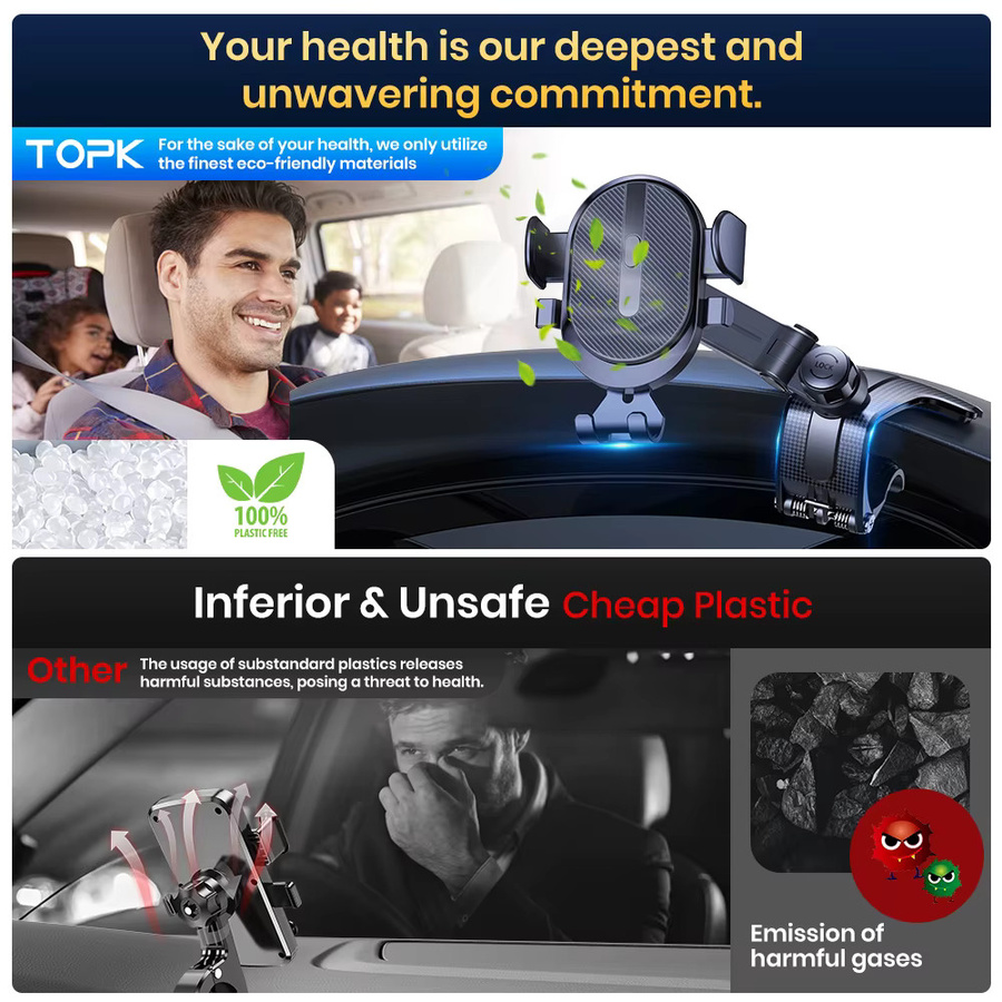 TOPK D39J Auto-Armaturenbrett-Handyhalterung mit 360-Grad-Drehung für Smartphones von 4 bis 7 Zoll, Schwarz - Bild 6