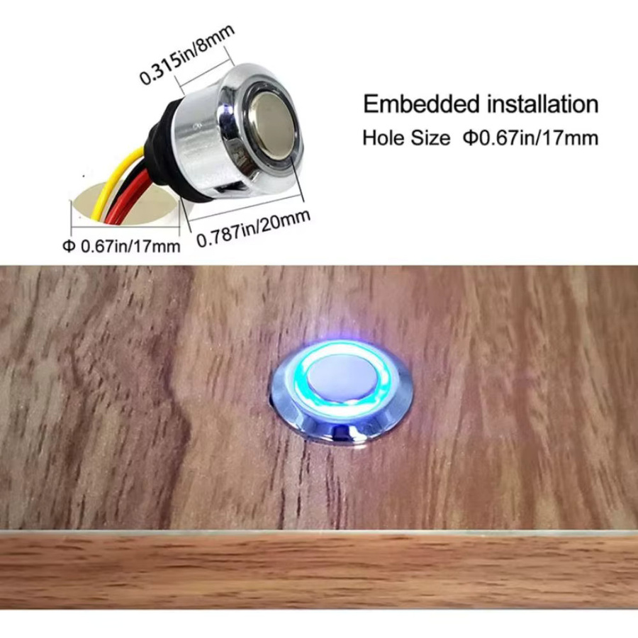 Stufenloser LED-Dimmer mit Touch-Schalter für LED-Streifen und Schrankleuchten, kompatibel mit DC 5 V, 12 V und 24 V - Bild 2