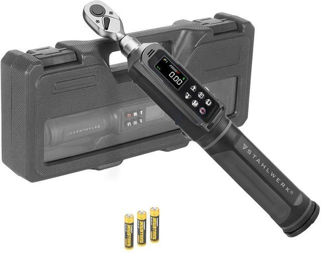 STAHLWERK Digitaler Drehmomentschlüssel 1/4 Zoll mit LED-Anzeige und Eichzertifikat, Schwarz, 0,5-30 Nm - Bild 1