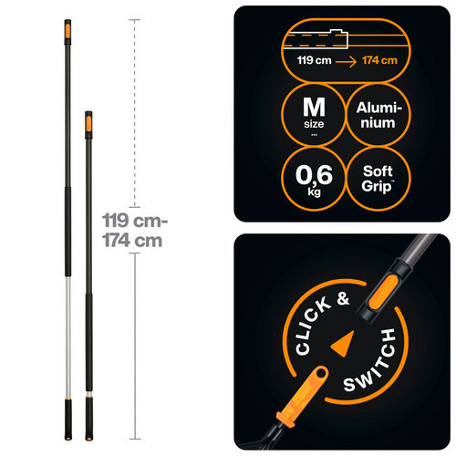 Fiskars QuikFit Teleskopstiel in Schwarz aus Aluminium und Kunststoff - Bild 5