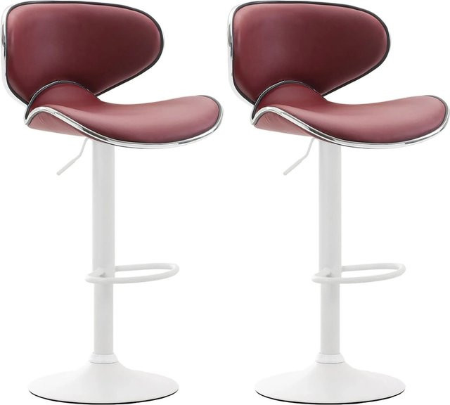 CLP 2er Set Barhocker Las Vegas in Kunstleder, Farbe Bordeauxrot/Weiß - Bild 1