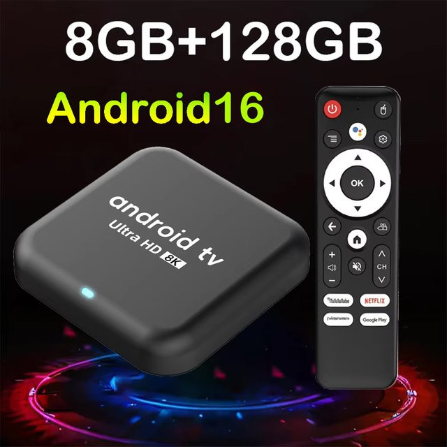 Q18 Smart TV Box RK3518 Quad Core Cortex A53 mit 8GB RAM und 128GB Speicher, 8K Video Unterstützung, Wifi6, Netflix und Google Assistant, Farbe: Schwarz - Bild 1