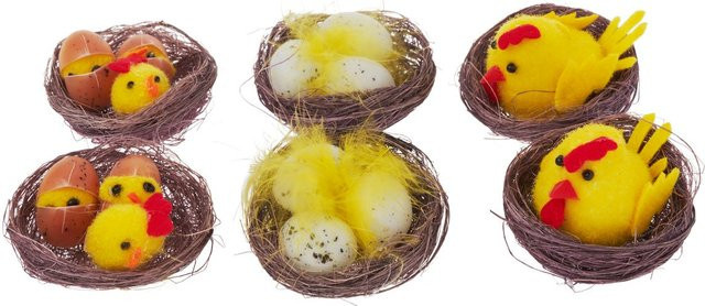 VBS Oster Set Nest in Gelb und Multicolor mit Tierfiguren für die Osterdekoration - Bild 1