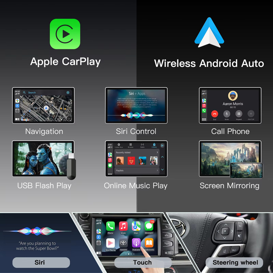 CARABC Drahtloses CarPlay und Android Auto Modul für Toyota RAV4, Corolla, Tacoma, Camry, CHR, Tundra, Highlander, Prius, 4Runner und Yaris in Grau - Bild 4