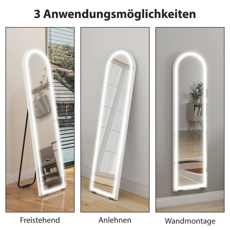 HOMCOM LED-Spiegel in Weiß mit Touch-Schalter und moderner Wandmontage, B/H/T: 2,9 x 150 x 40 cm - Bild 1