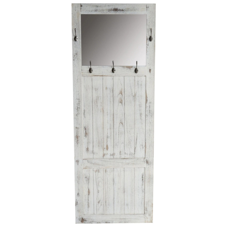 MCW Wandgarderobe mit Spiegel in Weiß im Shabby-Look aus Paulowniaholz, H x B x T: 180 x 65 x 7 cm - Bild 2