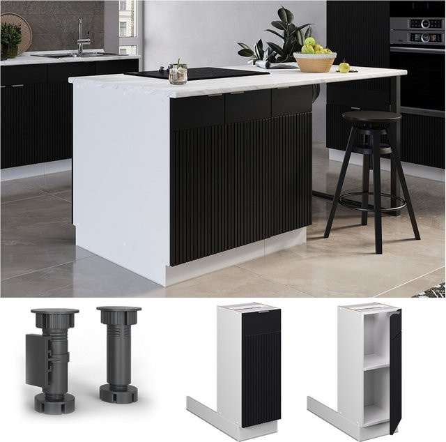 Vicco Regalinselunterschrank Fame-Line Weiß Schwarz gestreift B/T/H: 30 x 30 x 30 cm - Bild 1