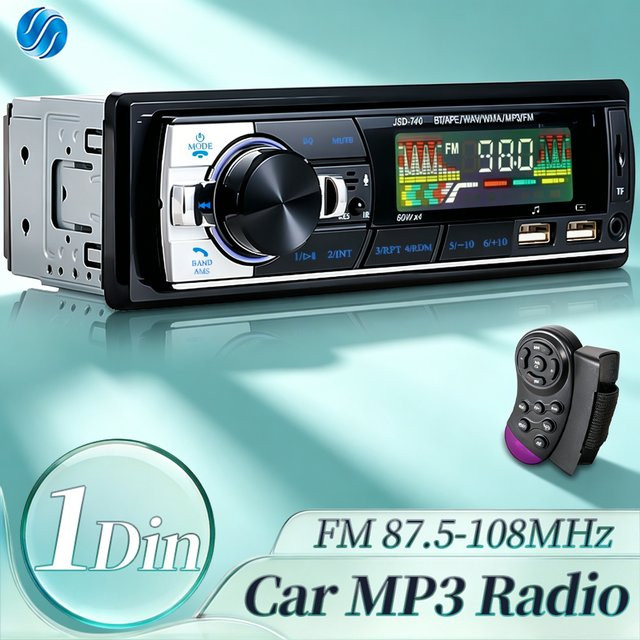 Hippcron 1Din Stereo Multimedia Autoradio mit Bluetooth, USB und FM in Schwarz - Bild 1