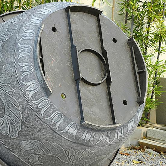 ZiQiDongLai Blumentopf aus Harz mit 3D-Reliefdesign in Grau für Garten, Balkon und Terrasse - Bild 4
