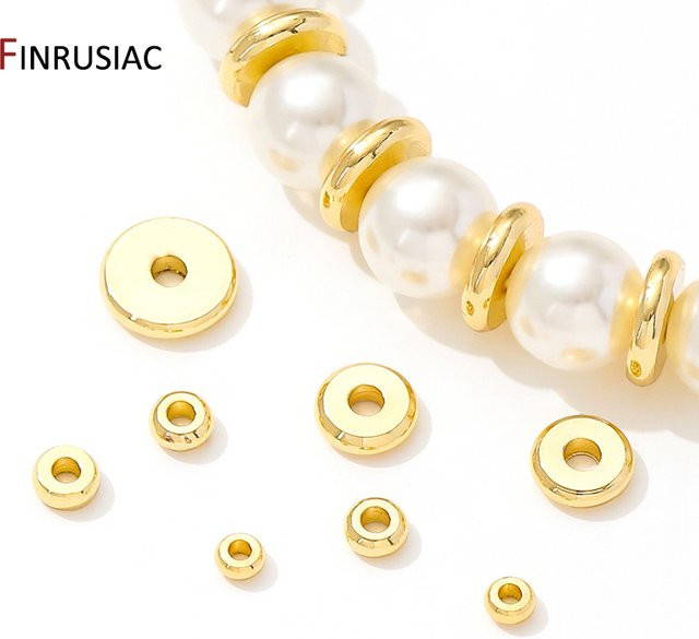 FINRUSIAC Flachperlen, 18K vergoldetes Messing, Armband-Trennperlen - Bild 1