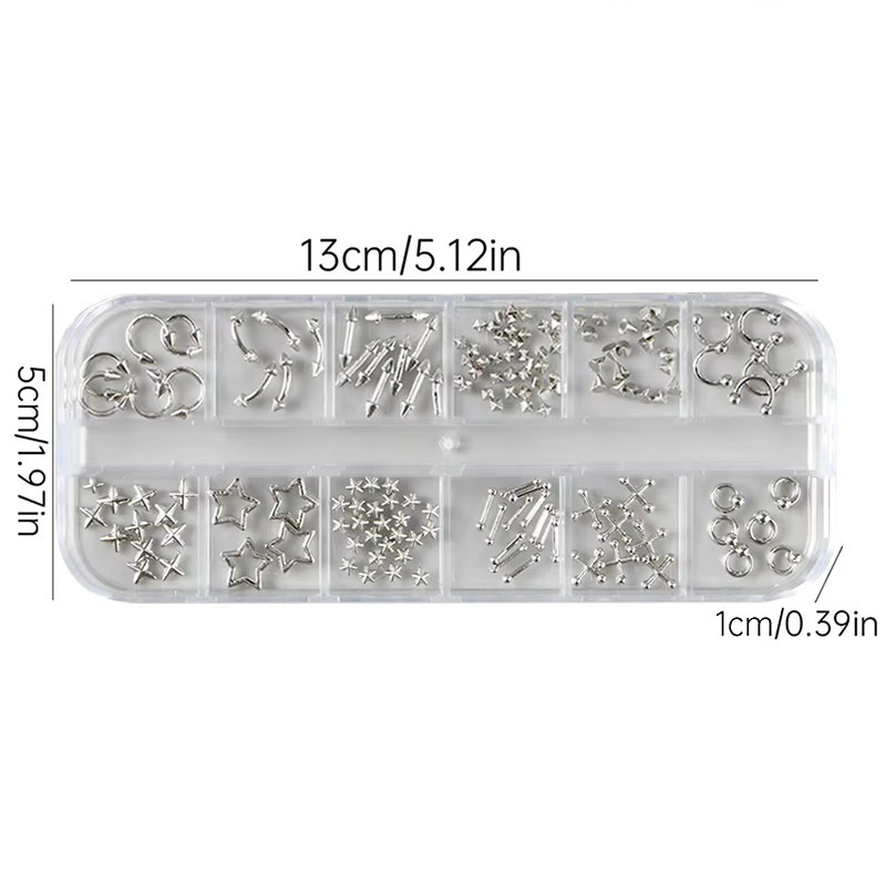 HNKMP Nail Art Charms, Metallic, 3D Gitter Punk Nagelschmuck - Bild 3