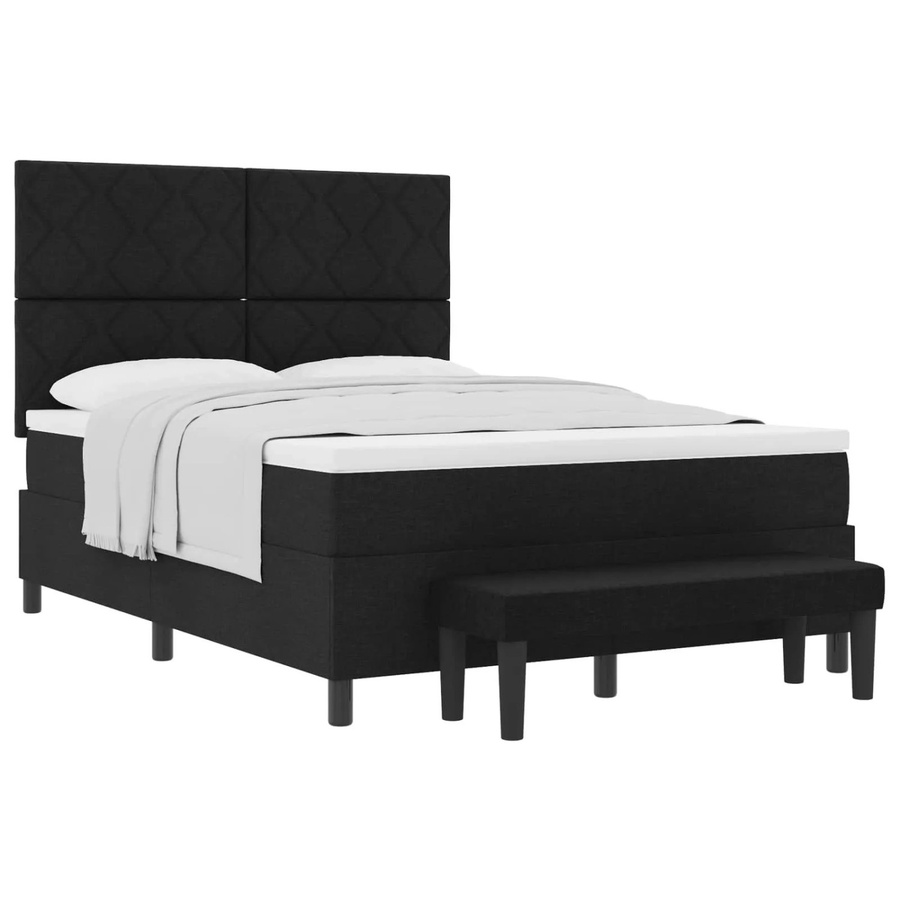 vidaXL Boxspringbett mit Matratze Schwarz Stoff B/T/H: 160 x 200 x 280 cm - Bild 2