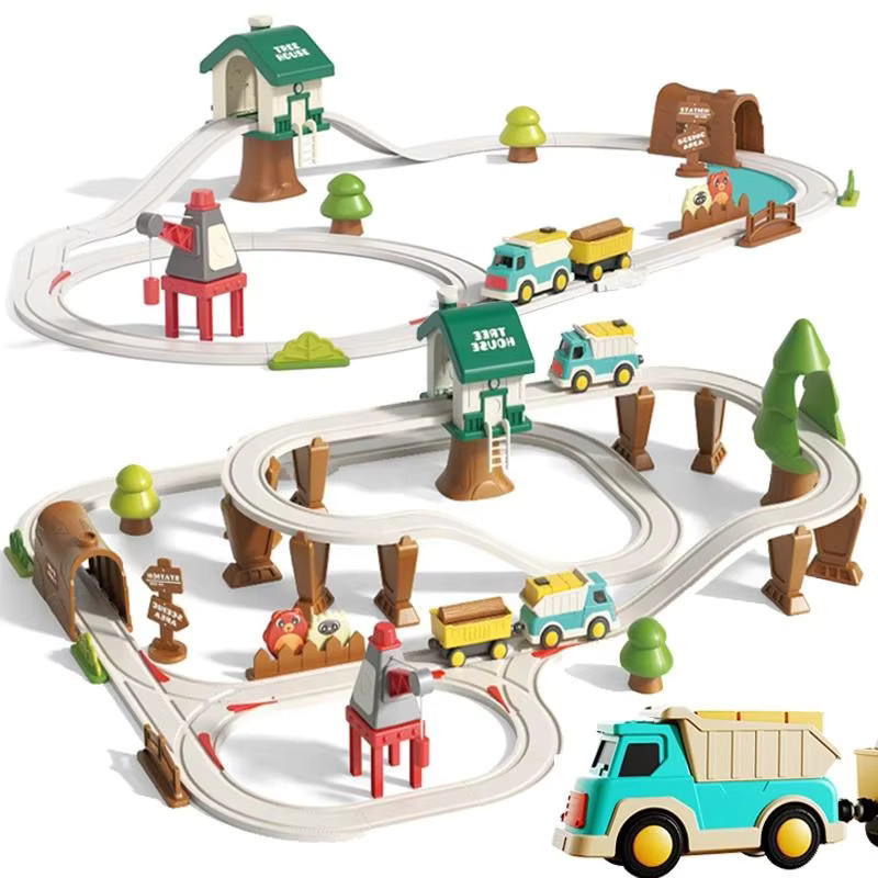 Kmoist Elektrisches Schienenauto DIY Stadtszene Puzzle Spielzeug für Jungen in Mehrfarbig - Bild 5