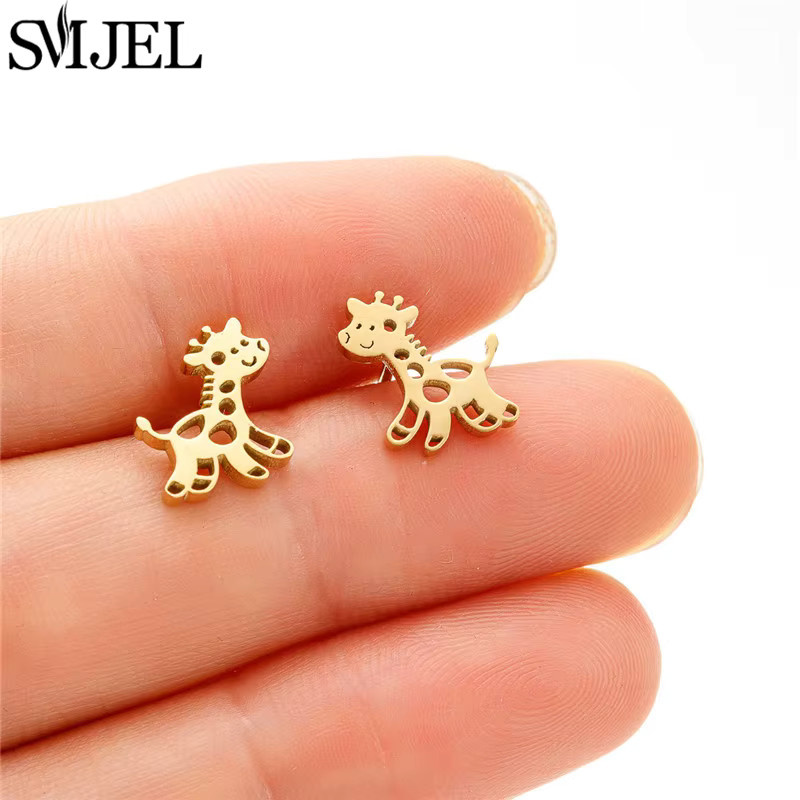 SMJEL Ohrstecker Giraffe, Edelstahl, Damen, Mädchen - Bild 2