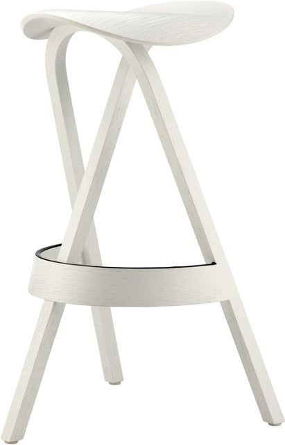 Thonet 404 H Barhocker aus lackierter Eiche in Weiß mit Armlehnen - Bild 1