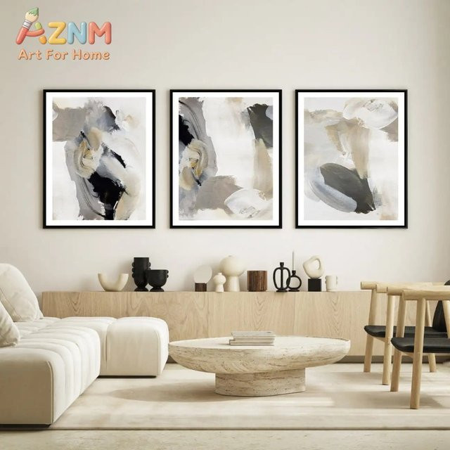 AZNM Modernes Minimalistisches Wandgemälde mit Geometrischen Motiven als Dekorative Leinwandmalerei für dein Wohnzimmer - Bild 1