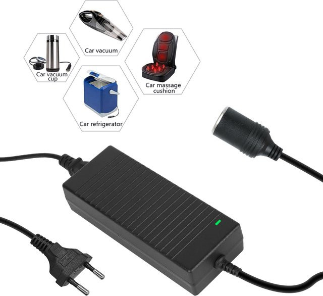 Zigarettenanzünder-Konverter Netzteil von 110 V/220 V auf 12 V mit 15 A in Schwarz - Bild 1
