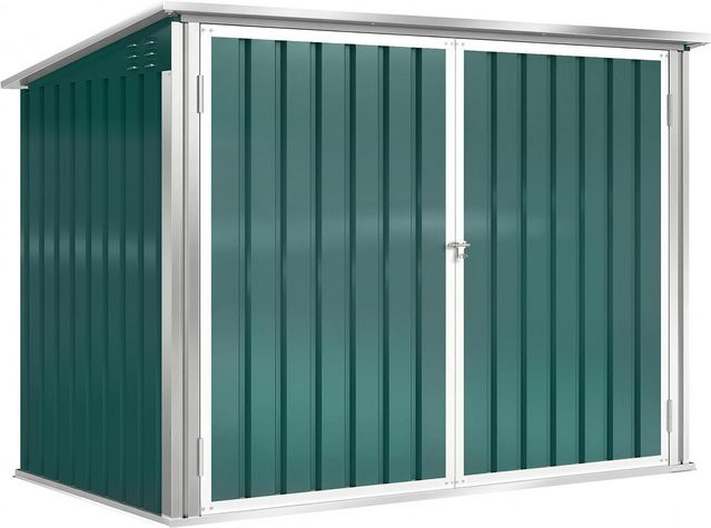 Outsunny Mülltonnenbox Müllbox Storer aus Stahl mit Doppeltür und Deckel für 2 Mülltonnen, Grün, H: 179,5 cm, B: 108 cm, T: 129,5/113 cm - Bild 1