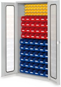 Kappes Schlitzplattenschrank RasterPlan Mod. 57 mit Sichtfenstertüren in Grau RAL 7035, abschließbar, B/T/H: 195,0 x 100,0 x 41,0 cm - Bild 1