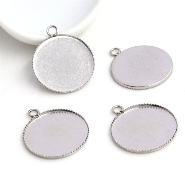 Wadsfred Charms Anhänger Edelstahl, Cabochon Basis, 25mm, 30mm - Bild 1