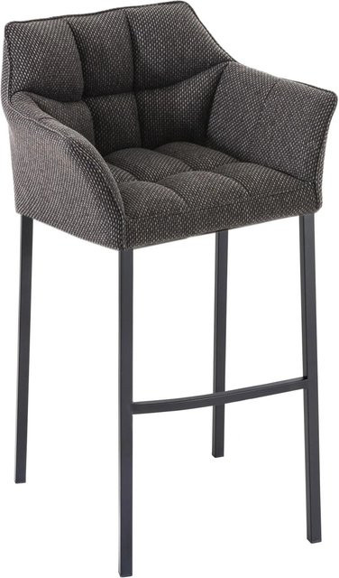 DELUKE Barhocker GIBEL mit Lehne aus Stoff in Titangrau und Schwarz, B/T/H: 64 x 48 x 110 cm - Bild 1