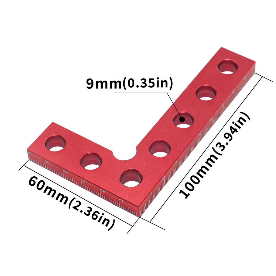 JIGHOLE L-Quadrat-Lineal aus Aluminium in Rot für präzise 90 Grad Linienzeichnungen bei der Holzbearbeitung - Bild 2