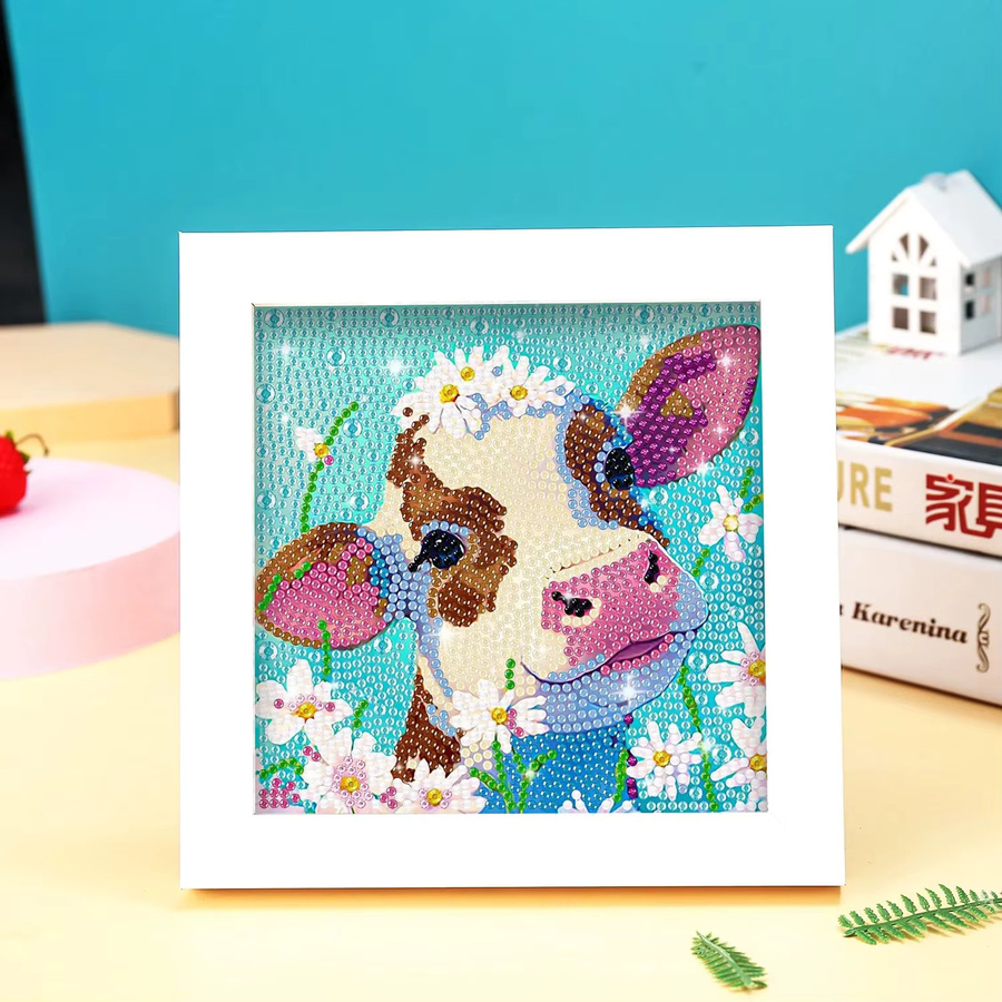 QIZITENG DIY Cartoon-Kristalldiamant-Aufkleber mit Tierprint in Mehrfarbig, quadratisch für den Tischaufsteller - Bild 2