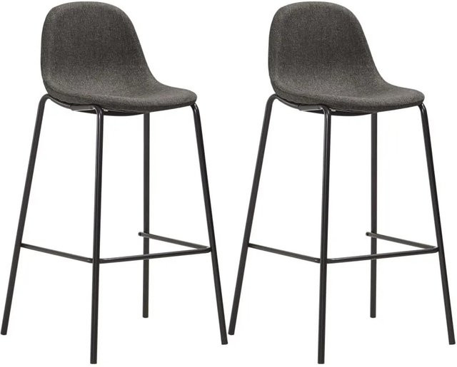 vidaXL Barhocker 2er Set Dunkelgrau aus Stoff und Metall mit modernem Design - Bild 1