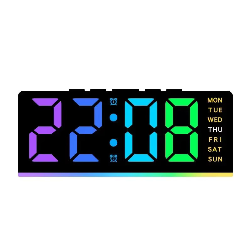 XMSJ Light Week 2 Digitaler Wecker mit RGB Stimmungslicht in 13 Farben, Schwarz, Multicolour, LED-Tischuhr mit Schlummerfunktion und 4 Helligkeitsstufen - Bild 7