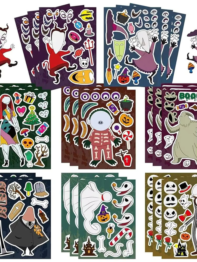 Disney The Nightmare Before Christmas Make-a-Face-Puzzle-Aufkleber, Nachfüllpack, 16 Blatt - Bild 6